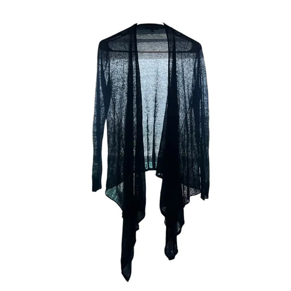 Eileen Fisher Womens Small Navy Waterfall Sheer Open Front High-Low Hem Cardigan - Picture 1 of 4